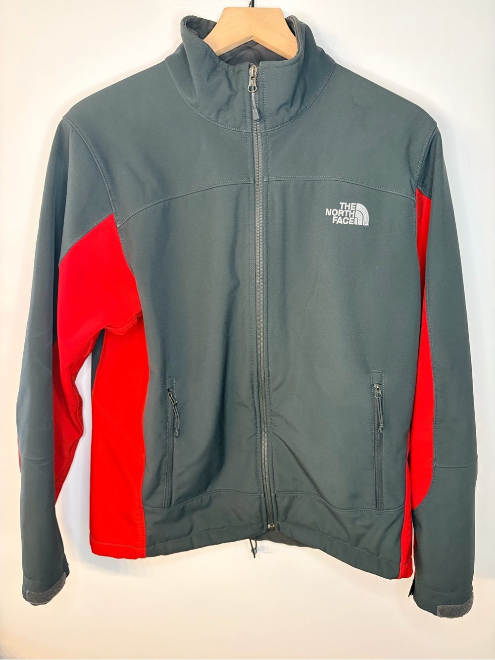 The North Face Men’s Red and Gray Soft Shell Jacket, Size Medium